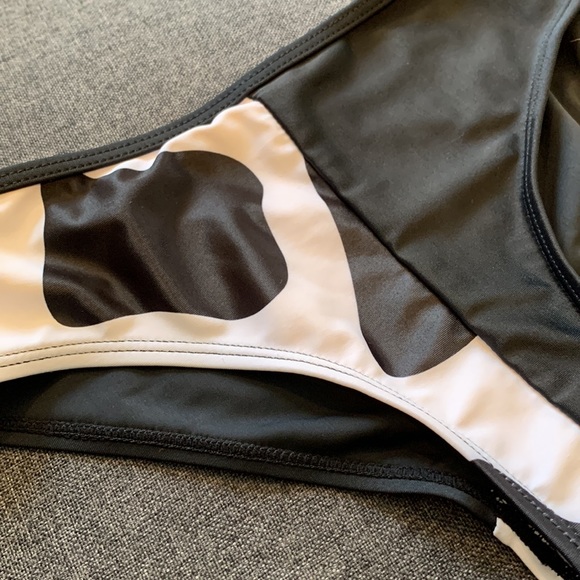 SHEIN Black & White Colorblock Cow Print 2 piece Swimsuit Bikini Girls Size 7-8 - Picture 3 of 8